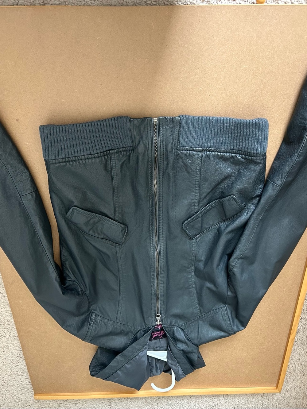 BB Dakota Black Bomber-Style Leather Jacket